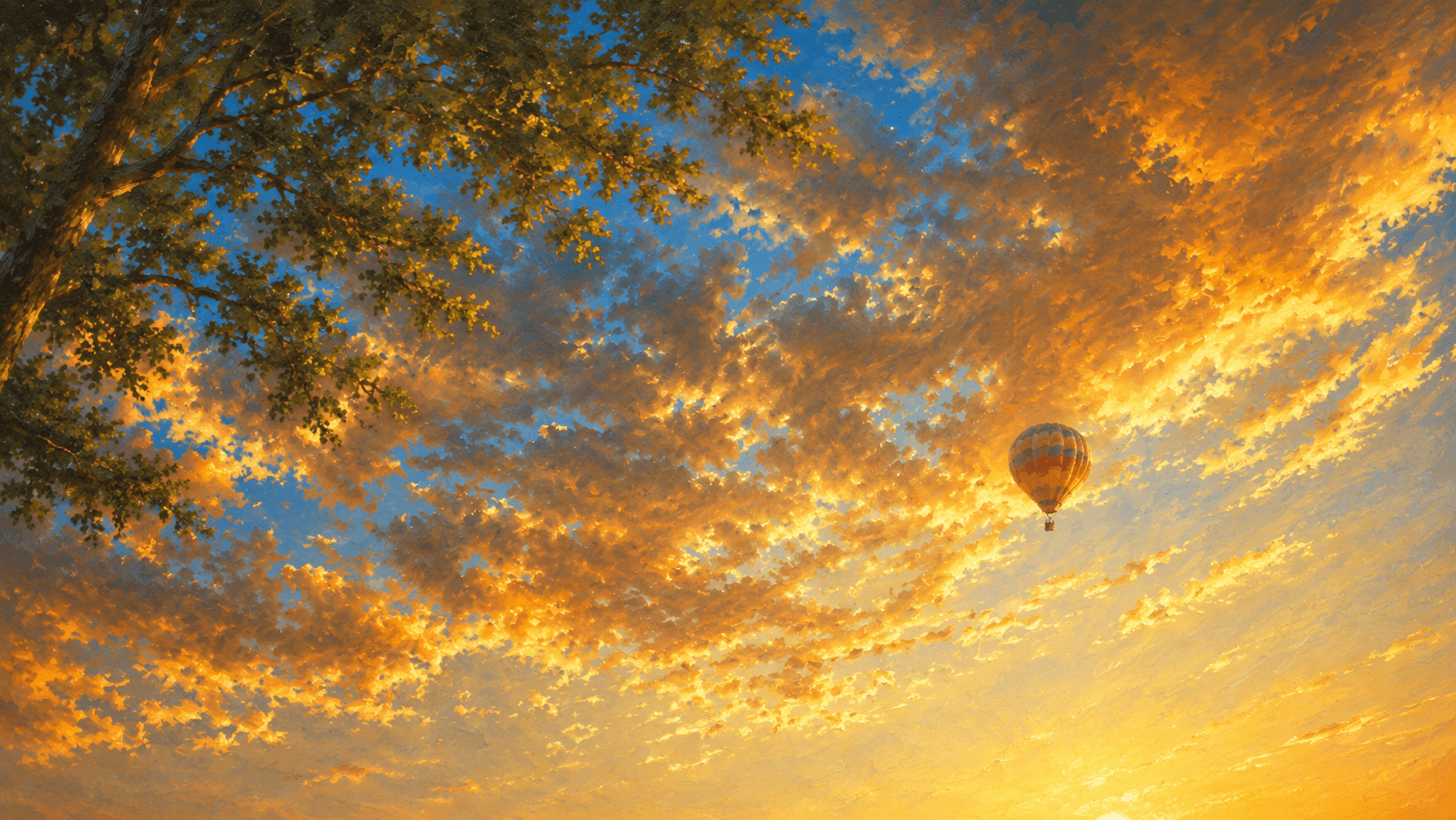 Sunlit clouds at golden hour